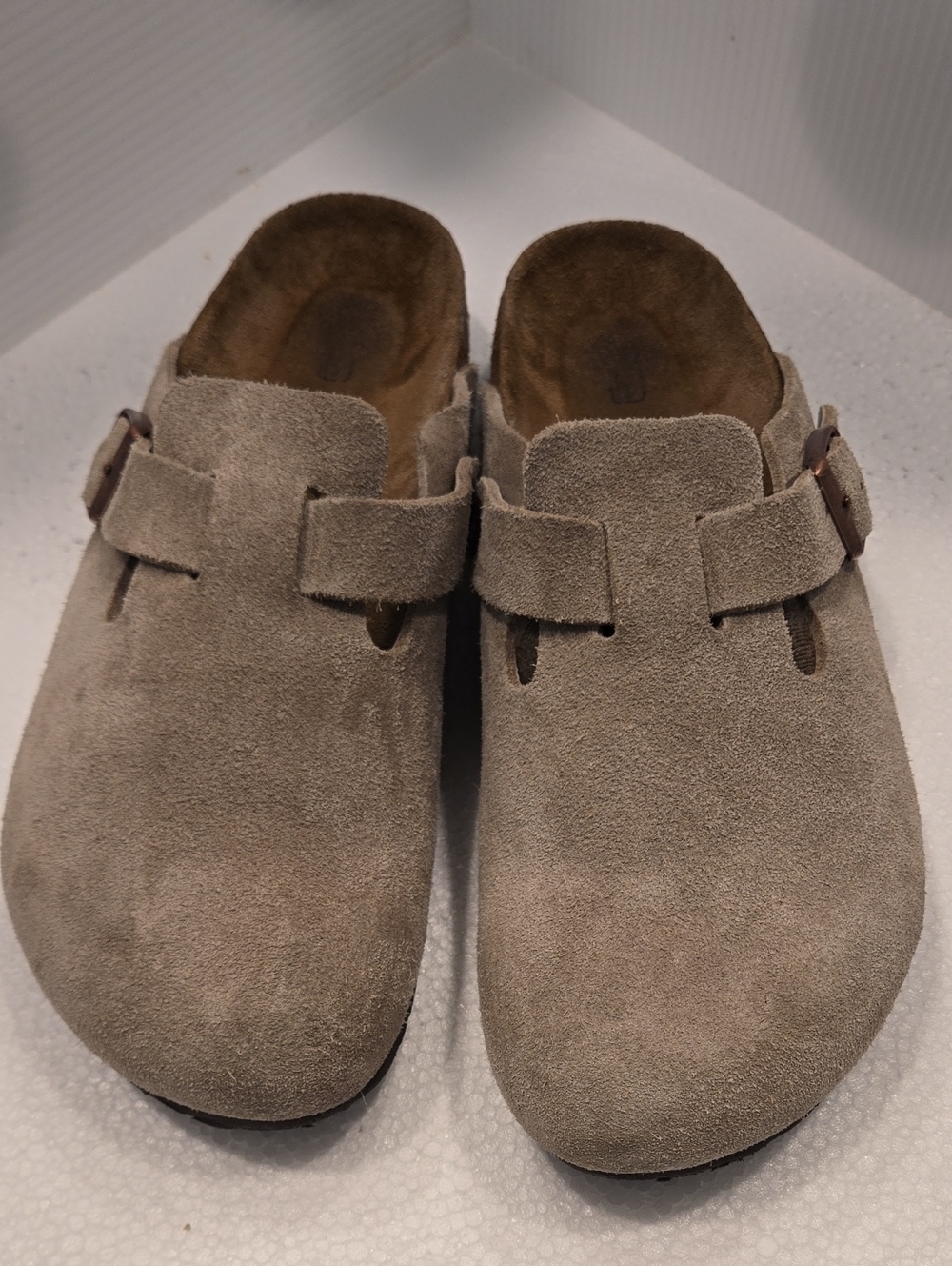 Birckenstock Suede Slip-On Clog in Taupe